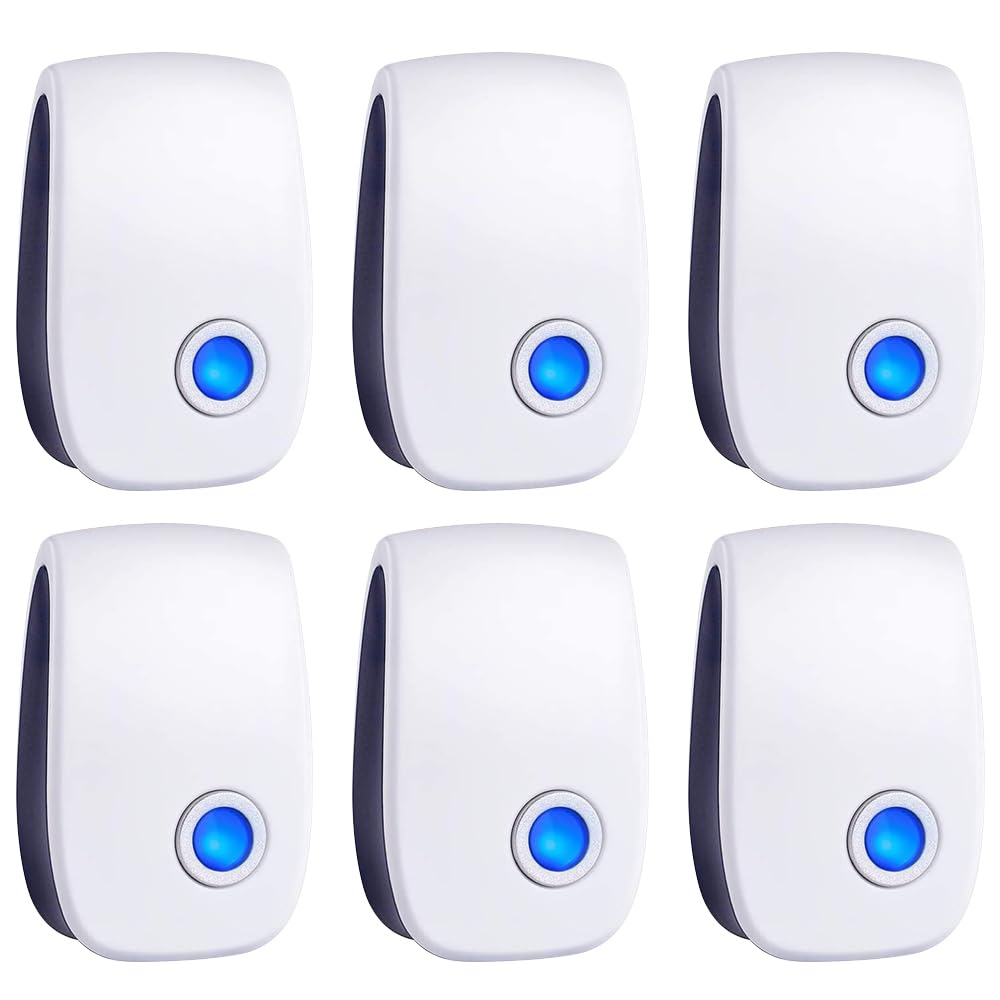 Ultrasonic Pest Control Repeller 6 Packs, Electronic Pest Repellent, Insect Repeller for Bugs, Mouse, Mosquito, Roach, Rodent, Spider, Ant